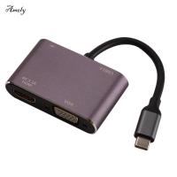 AMELY USB C เป็น HDMI 4 IN 1 Type-C ถึงตัวแปลง VGA HDMI Type-C เป็น HDMI Compact 4 IN 1สำหรับคอมพิวเตอร์/โน้ตบุ๊ก/เมาส์