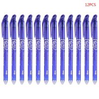 12 pcs Luxury Erasable 0.5mm Gel Pen Blue ink Slim Ballpoint Office Student Writing Tool Stationery Supplies