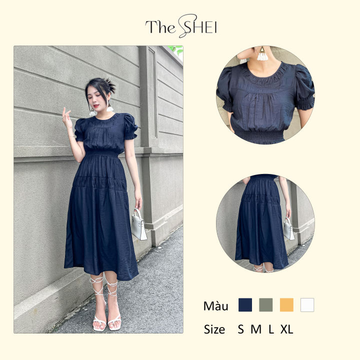 Váy Tiểu Thư Thiết Kế Vintage - Màu Xanh Dương Đậm - The Shei ...