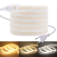 220V COB Strip Neon Light Waterproof Silicone Tube Outdoor Garden Decor Warm/Natural White Flexible Ribbon Rope LED Light LED Strip Lighting