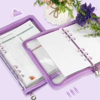 Removable A5&amp;A6 Star Chaser Ledger Loose-leaf Notebook Glossy Zipper Cover PVC Notebook Stationery Diary Notepad Office Planner