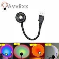 Avvrxx โปรเจคเตอร์ไฟกลางคืนนีออนสีรุ้งหลอดไฟ LED พระอาทิตย์ตกดินยูเอสบีไฟตกแต่งบรรยากาศสำหรับตกแต่งห้องนอน