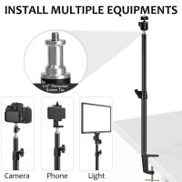 อุปกรณ์ติดกล้องตั้งโต๊ะปรับได้ขาตั้งยึดแบบหนีบ C พร้อมหัวบอล360หมุนได้เป็นองศาสำหรับกล้อง DSLR แหวนไฟแฟลชวิดีโอ