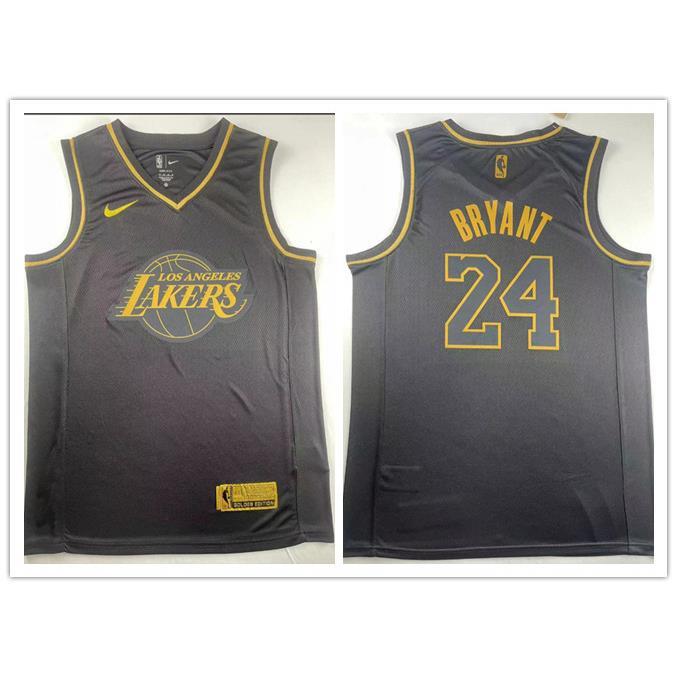 hot pressed]nba jersey Los Angeles Lakers No. 24 Kobe Bryant black golden  edition basketball jersey