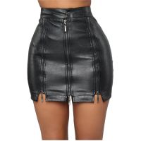 【CW】 Waist Zip Fashion Bodycon Faux Leather Skirts Skirt for Faldas Mujer Moda 2021