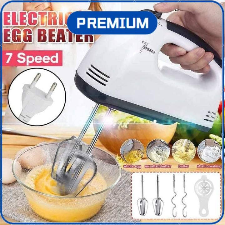 7 Speed Hand Mixer Electric Hand Mixer, Portable Kitchen Hand Held Mixer  for Food Whipping -White