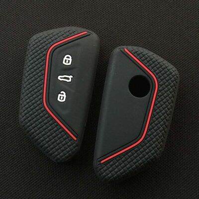 dvvbgfrdt Gel Car Key Cover For VW Volkswagen Golf 8 Mk8 2020 Skoda Octavia 3 Buttons Smart Keyless Remote Control Cases Keychain Hold