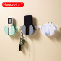 Houseeker ออแกไนเซอร์จัดเก็บติดผนังกล่องรีโมตคอนโทรลภาชนะตัวยึดเครื่องชาร์จโทรศัพท์ชั้นวางจัดระเบียบสำนักงานบ้านกับตะขอ