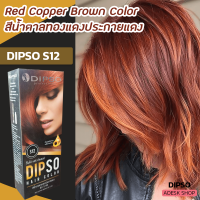 ดิ๊พโซ่ S12 สีน้ำตาลทองแดงประกายแดง สีผม ครีมย้อมผม สีย้อมผม ยาย้อมผม Dipso S12 Red Copper Brown Hair Color Cream