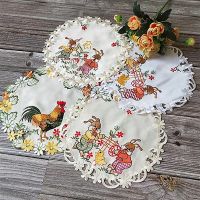 โมเดิร์นลูกไม้ Placemat กาแฟเย็บปักถักร้อยตาราง Place MAT ผ้า Doily ถ้วยชา Dining Coaster แก้วอีสเตอร์ปาร์ตี้เครื่องดื่ม Pad ครัว-Faewer