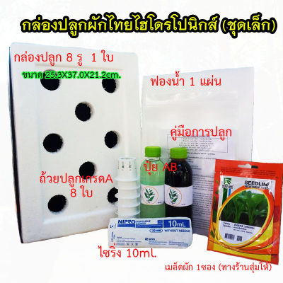 ชุดกล่องโฟมปลูกผักไทยไฮโดรโปนิกส์ ( ขนาดมินิ ) เจาะรู 8รู
