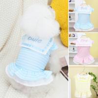 Dog Dress	Polyester Pleated Hem Striped Print Doll Collar Puppy Skirt Breathable Washable Easy-wearing Cat Dress For Chihuahua Dresses