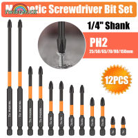 Twister.CK 12Pcs PH2 Magnetic Screwdriver Drill Bits 1/4” Hex-Shank Strong Magnets Excellent Hardness Impact Driver Bit Set