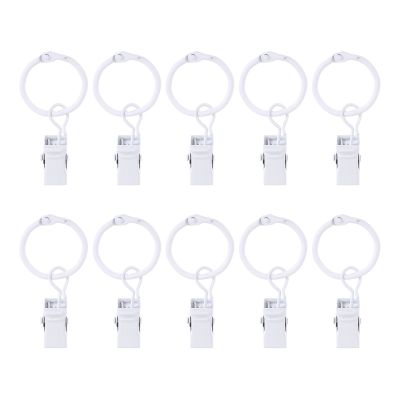 【cw】 10Pcs/set 2.7x32mm Curtain Rings Clips Decorative Rustproof Drapery Window Hanging Ring Hook Clothes Clip Hanger