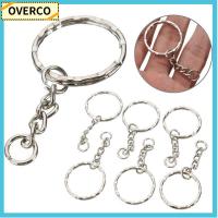 OVERCO 25mm เครื่องประดับ แหวนแยก เงินขัดเงา พวงกุญแจ พวงกุญแจ โซ่สั้น พวงกุญแจ