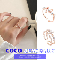 COCOJEWELRY แหวนนกกระติ๊ดปรับได้แหวนเพทายสีโรสโกลด์สำหรับเด็กผู้หญิงเครื่องประดับอัญมณีสำหรับผู้หญิง