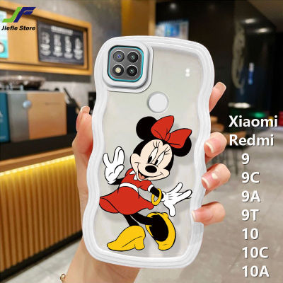 เคสโทรศัพท์การ์ตูน Mickey Mouse JieFie สำหรับ Xiaomi Redmi 9C / 9T / 9 /Redmi 10 / 10C / 10A แฟชั่นน่ารักมินนี่มิกกี้เคสคู่ฝ้าโปร่งแสง TPU นุ่มฝาครอบโทรศัพท์ขอบคลื่น