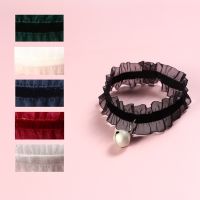 【CW】 Elasticity Velvet Lace Pets Cat Collar with Bell Chihuahua Rabbit Necklace Bowtie Puppy Dogs Bells Collars Cats Accessories