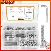 QIANGDI 175PCS ความยาว5/8 "ถึง2" ชุดสกรูหัวจมหกเหลี่ยม 6ขนาด 304สแตนเลสสตีล Bolts NUTS washers Assortment KIT พร้อมกล่องเก็บของ สกรูหัวหกเหลี่ยม อุตสาหกรรมเครื่องจักรพิเศษ