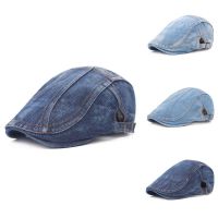 Fashion model shop Autumn Men Women fashion Washed Denim Hats Newsboy Beret Caps Irish Buckle Cabbie Hat Duckbill Visor Flat Cap