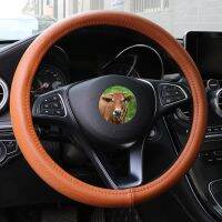 【CW】☞  38cm Car Steering Cover Leather Braid 15in Cowhide Wrap Soft