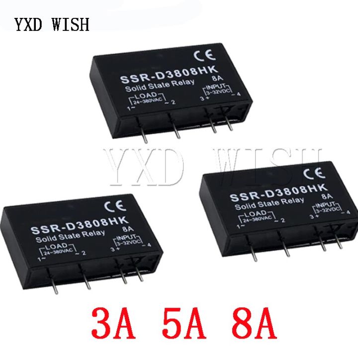 1ชิ้น Ssr-D3808hk Ssr-D3805hk Ssr-D3803hk Pcb สำหรับพิน D3803hk 3a D3805hk 5a D3808hk 8a รีเลย์ Dc-Ac โซลิดสเตทรีเลย์