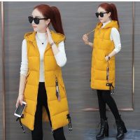 new Women Vest Winter Jacket Pocket Hooded Coat Warm Casual Cotton Padded Vest female Slim Sleeveless Waistcoat