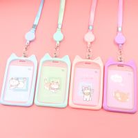 Credit Card Holder with Retractable Reel Lanyard Cute Cartoon Bank Identity Bus ID Card Holder Wallet  Bus Card Cover Case Bags Card Holders