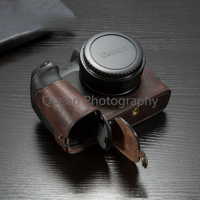 หนังแท้ EOS R กรณีกล้องสำหรับ Canon EOS R RP กล้องบอดี้สูทมือครึ่งกระเป๋า bodybolsas сумка สลิงกระเป๋ากล้อง