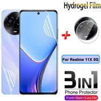 ฟิล์มปกป้องหน้าจอสำหรับ3 In 1 11X Realme ไฮโดรเจล5G 2023สำหรับ Realme 11 X Realme11 4G 5G ฟิล์มปกป้องเลนส์ด้านหลังแบบนิ่ม