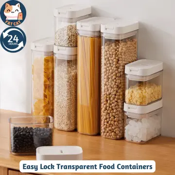 Airtight Food Storage Container,Food Storage Box Multigrain Storage  Tank,Plastic Transparent Stackable Kitchen Sealed Jar