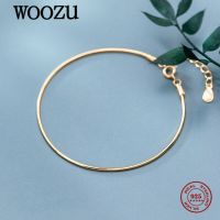 WOOZU Real 925 Sterling Silver Trendy Golden Snake Bone Bracelet For Women Charm Party Girl French Hip Hop Birthday Jewelry Gift