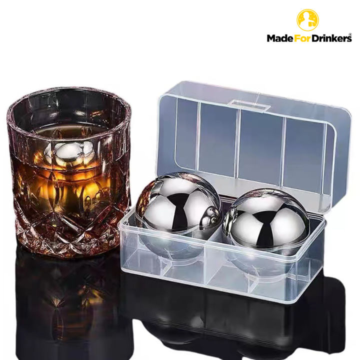 Whiskey Balls Reusable Stainless Steel Metal Ice Sphere Cubes Beverage Chilling Rocks Whiskey Stones for Red Wine, Bar Beer, Scotch, Vodka Drinks