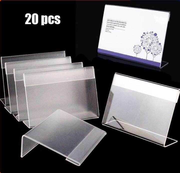 20pcs Acrylic Clear Sign Display Holder Lshaped Desktop Price Tag