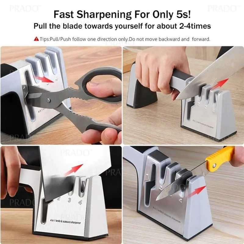 4-In-1 Kitchen 3-Stage Knife Sharpener Helps Repair, Restore, Polish Blades