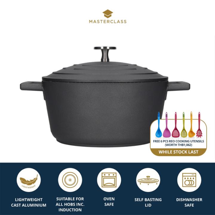 masterclass-double-layer-non-stick-lightweight-cast-aluminium-casserole-dish-cooking-pot-with-lid-works-with-all-hobs-and-oven-safe-black-หม้ออบพร้อมฝา