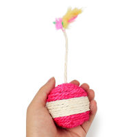 Spot parcel post Pipitao 6.5cm Sisal Colorful Feather Shuttle Ball Cat Molar Grinding Claw Colorful Feather Ring Beads Cat Toy