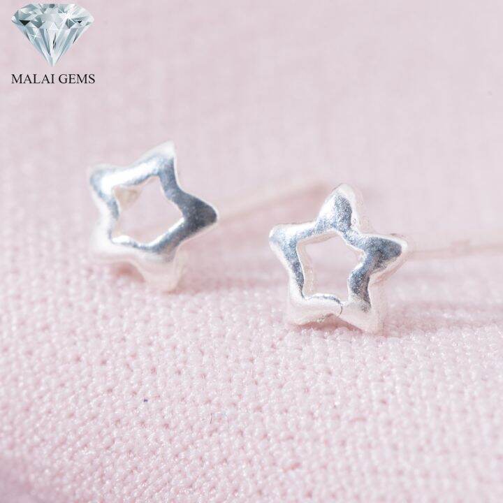 malai-gems-ต่างหูเงินแท้-silver-925-รุ่น-minimal-ดาวมีรู-ต่างหูเงินแท้