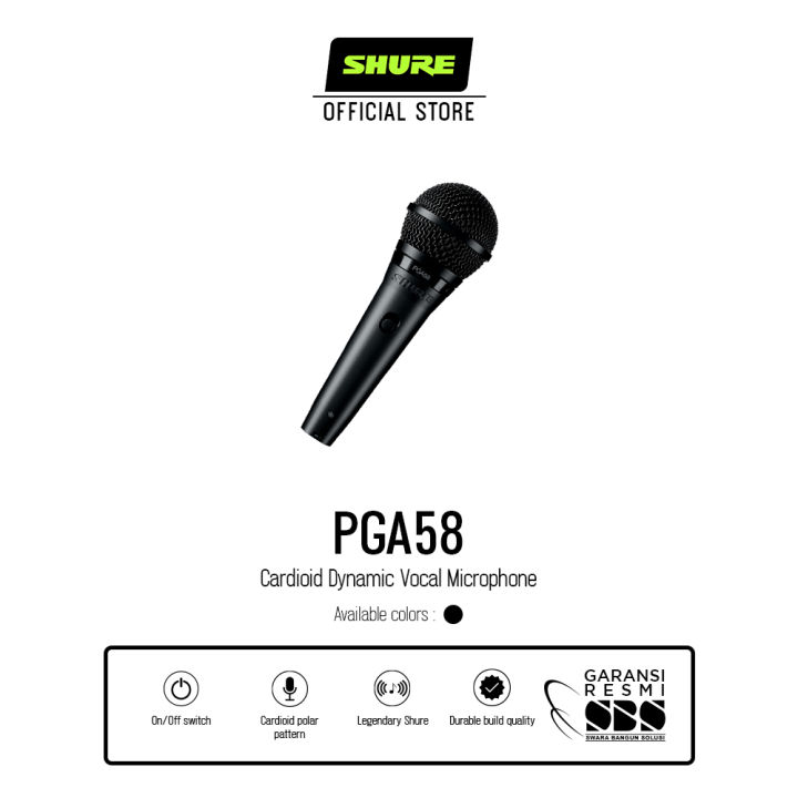 Shure PGA58-XLR Cardioid Dynamic Vocal Microphone Lazada Indonesia