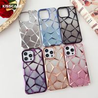 KISSCASE เคสโทรศัพท์กากเพชรไล่ระดับเคลือบด้วยไฟฟ้าสำหรับ IPhone 15 Pro Max Plus เคส TPU Lingge แบบนิ่มฝาครอบกันกระแทกสำหรับ IPhone 14 13 12 11 Pro Max