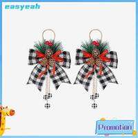 EASYEAH 2pcs โคนต้นสนชนิดหนึ่ง โบว์ริบบิ้นคริสต์มาส ลายสก๊อตสีแดงสีดำ งานประดิษฐ์ต้นไม้ โบว์ประกายแวววาว ของใหม่ โบว์ของขวัญ โบว์ลายสก๊อต ตกแต่งกลางแจ้งในร่ม