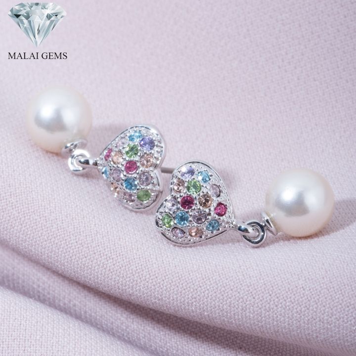 malai-gems-ต่างหูมุก-เงินแท้-silver-925-เพชรสวิส-cz-เคลือบทองคำขาว-รุ่น-310007521-แถมกล่อง-ต่างหูเพชร-ต่างหูเงินแท้