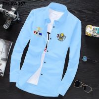 new mens long-sleeved student Korean version of the self-cultivation handsome casual embroidery