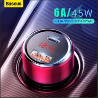 [KOLT Digital] Baseus 45W ที่ชาร์จแบตในรถ QC 4.0 3.0สำหรับ Huawei Xiaomi Supercharge SCP Samsung AFC ชาร์จเร็ว PD USB C โทรศัพท์พกพาได้