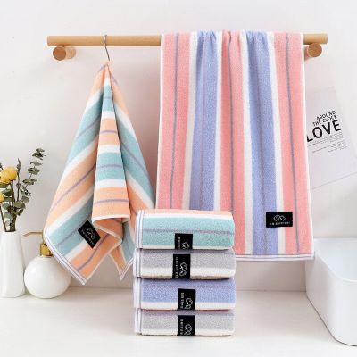 1Pc 34x76cm Rainbow Striped 100% Cotton Square Thicken Absorbent Home Bathroom Adult Hand Towel