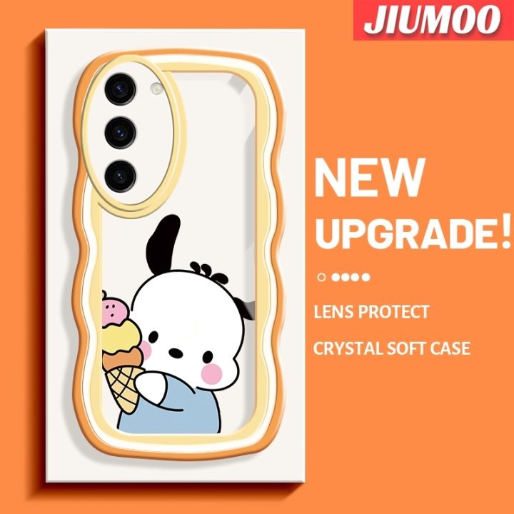 jiumoo-s23ปลอกสำหรับ-samsung-บวก-s23พิเศษน่ารัก-sanrio-pochacco-สร้างสรรค์ขอบครีมเคสโทรศัพท์แบบใสนิ่มเคสซิลิโคนแฟชั่นเลนส์กล้องถ่ายรูปเคสป้องกันโปร่งใสกันกระแทก