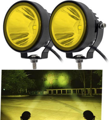 Szdystar LED Round Yellow Driving Fog Lights OffRoad Driving Spot Lights 2Pcs 4 Inch Super Bright LED Pod lights Work Auxiliary Lights Ditch Lights fit for ATV UTV SUV Pickup Motorcycle Truck Car Golf Boat Yellow Spot Beam