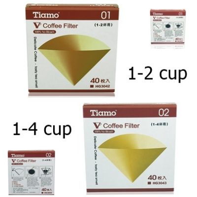 กระดาษกรองกาแฟ ทรงกรวย Tiamo ขนาด 1-2 ถ้วย , 1-4 ถ้วย ใช้กับถ้วยดริปทรงกรวย