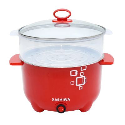 หม้อต้มไฟฟ้า ขนาดเล็ก Kashiwa หม้อต้ม หม้อสุกี้ Mini Electric Pot หม้อไฟฟ้า ซึ้งนึ่ง KW-107 ความจุ 1.5 ลิตร กำลังไฟ 800 วัตต์ หม้อเคลือบ สีแดง หม้อไฟฟ้าขนาดเล็ก หม้อต้มไฟฟ้าอเนกประสงค์ Electric Hot Pot หม้อไฟฟ้าเล็กๆ