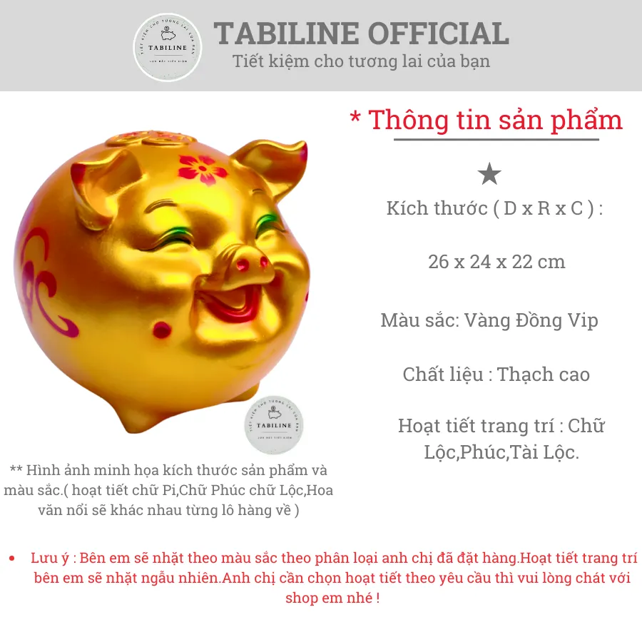 Lợn đất heo đất ống heo tiết kiệm tiền TABILINE Híp hàn quốc vàng ...